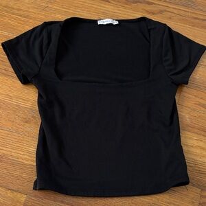 Black Square Neck Top